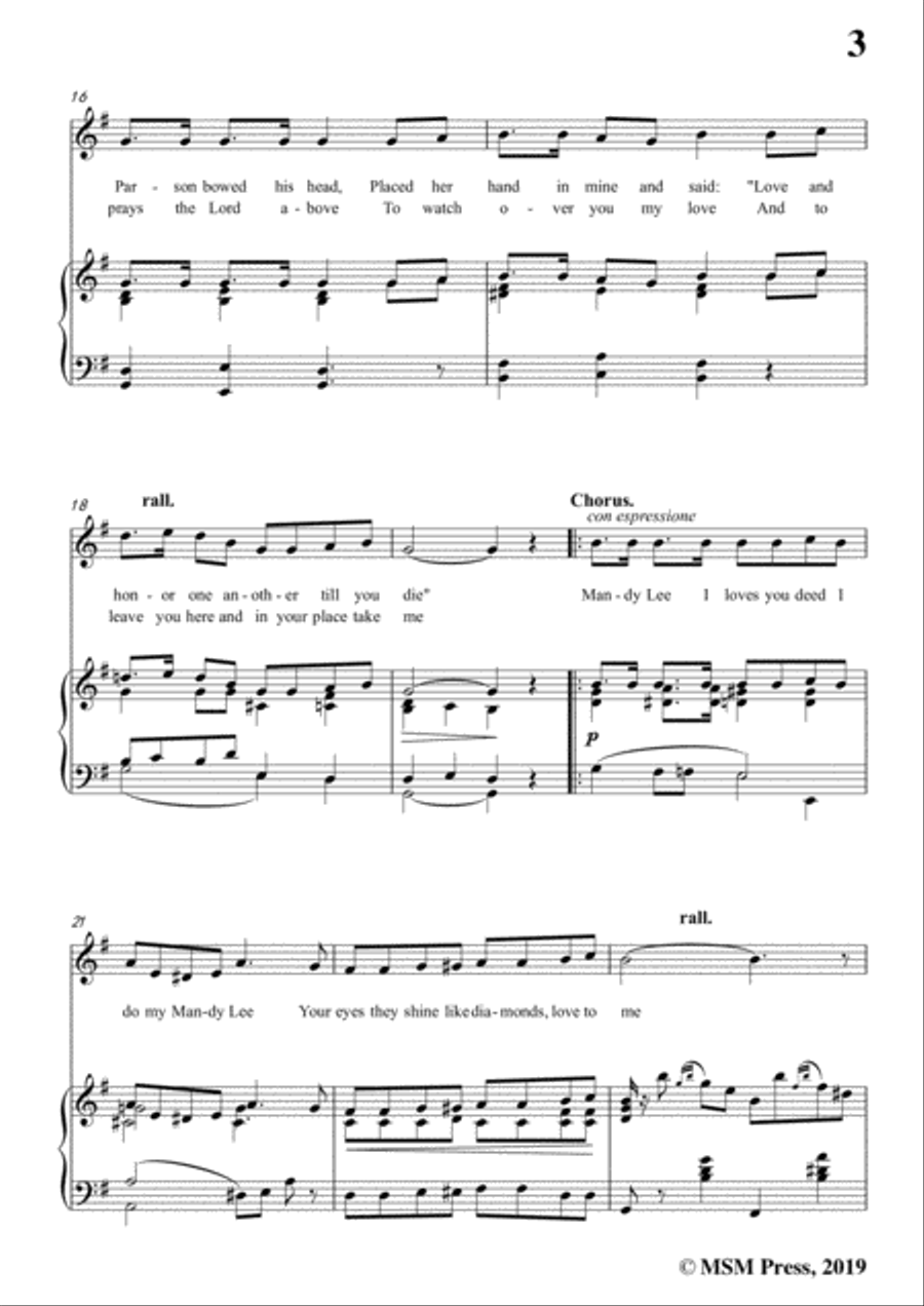 Thurland Chattaway-Mandy Lee,in G Major,for Voice and Piano Voice Solo scores gallery preview page 5