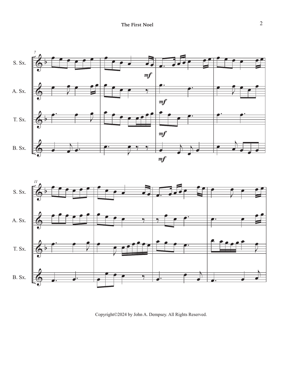 The First Noel (Sax Quartet: SATB) Saxophone Quartet scores gallery preview page 6