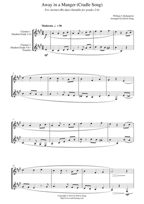 Away in a Manger (Cradle Song) (for clarinet (Bb) duet, suitable for grades 1-5)