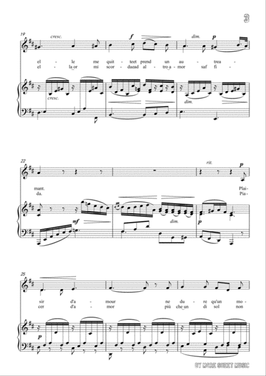 Giovanni-Piacer d'amor in D Major,for Voice and Piano Voice Solo scores gallery preview page 5