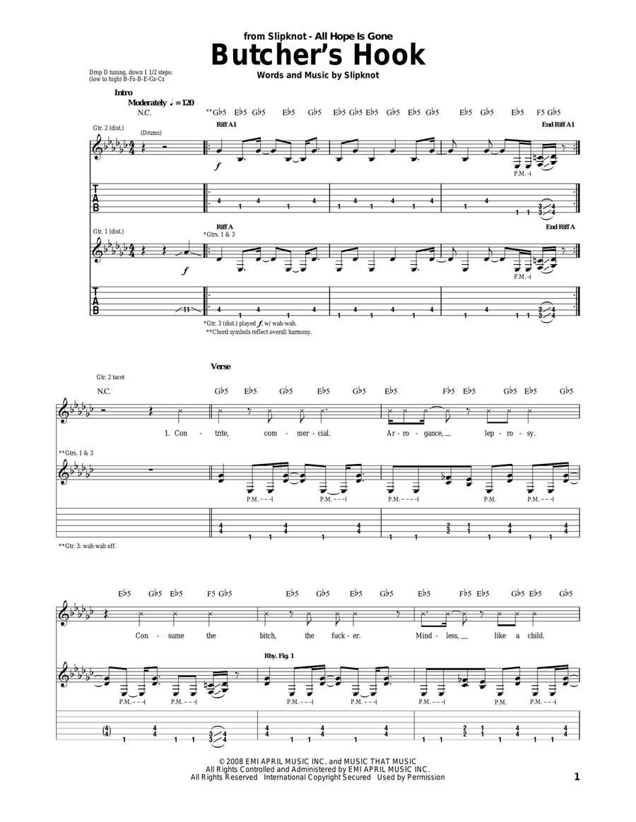 Butcher's Hook Acoustic Guitar scores gallery preview page 1