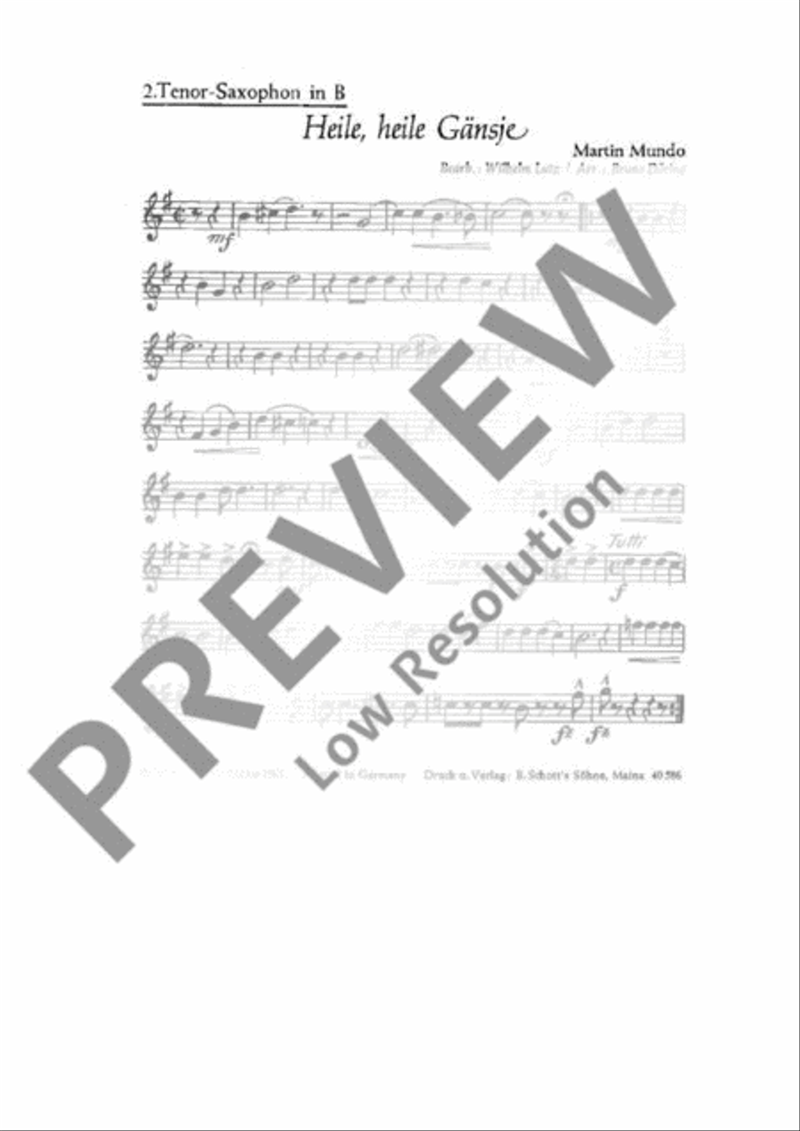 Heile, heile Gänsje Tenor Saxophone scores gallery preview page 2
