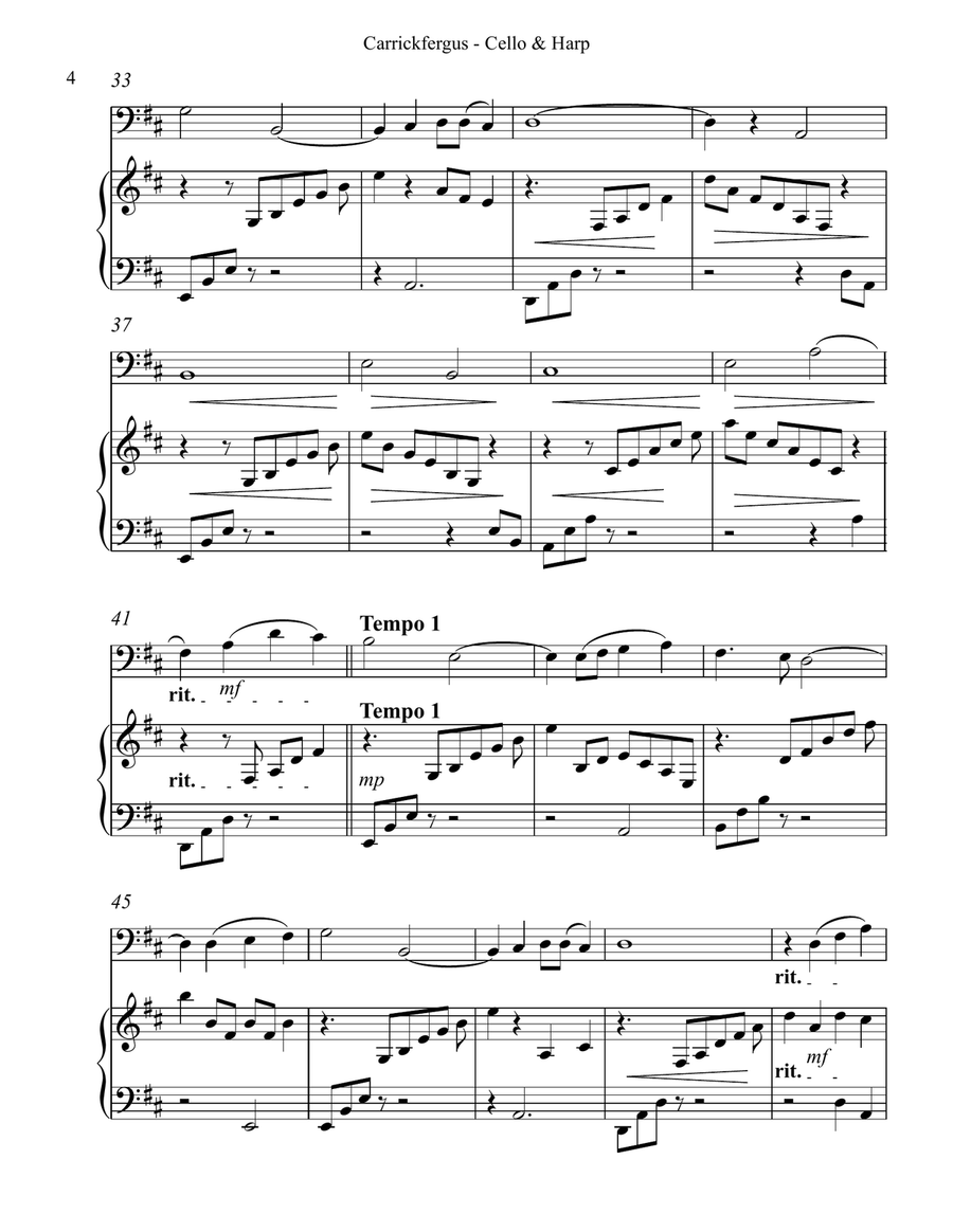 Carrickfergus Duet for Cello & Harp String Duet scores gallery preview page 4