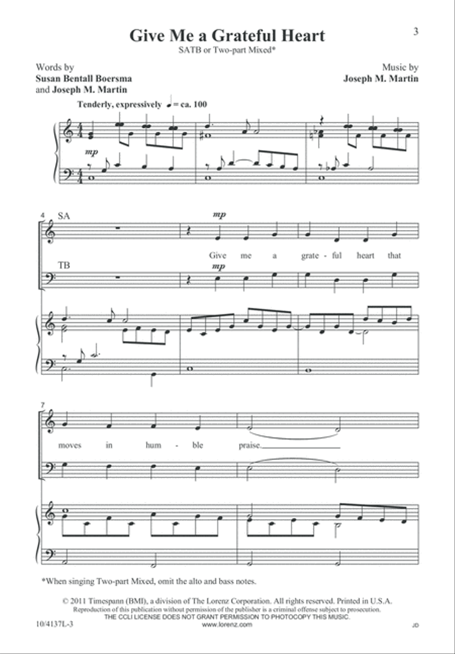 Give Me a Grateful Heart 4-Part scores gallery preview page 4