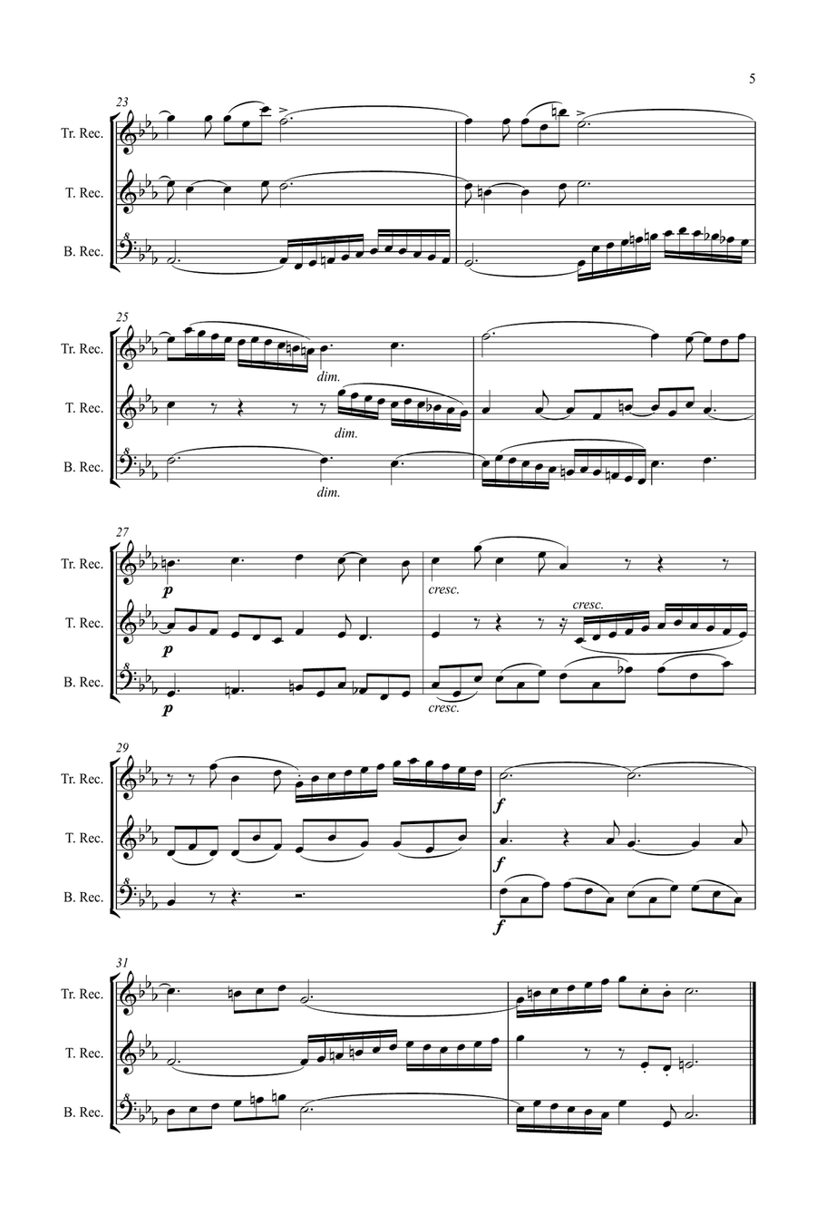 Bach: Sinfonia (Three part Inventions) Nos.1, 2 & 3 - low recorder trio (TTB/ATB) TTB scores gallery preview page 5