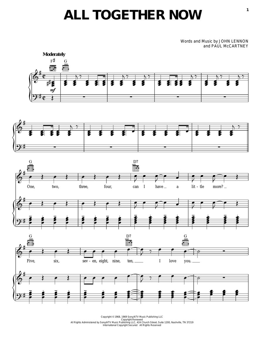 All Together Now Acoustic Guitar scores gallery preview page 1
