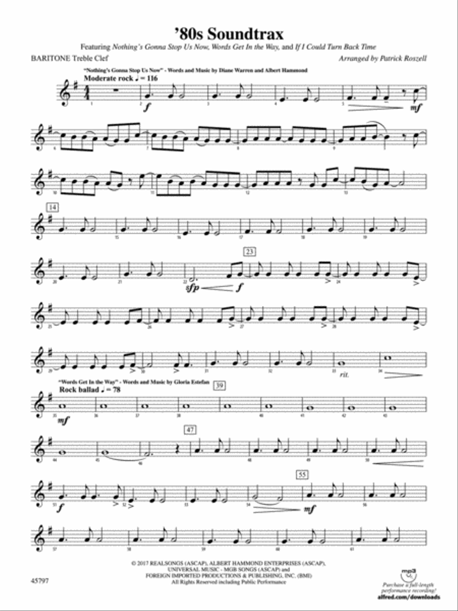 '80s Soundtrax: Baritone T.C. Concert Band scores gallery preview page 1