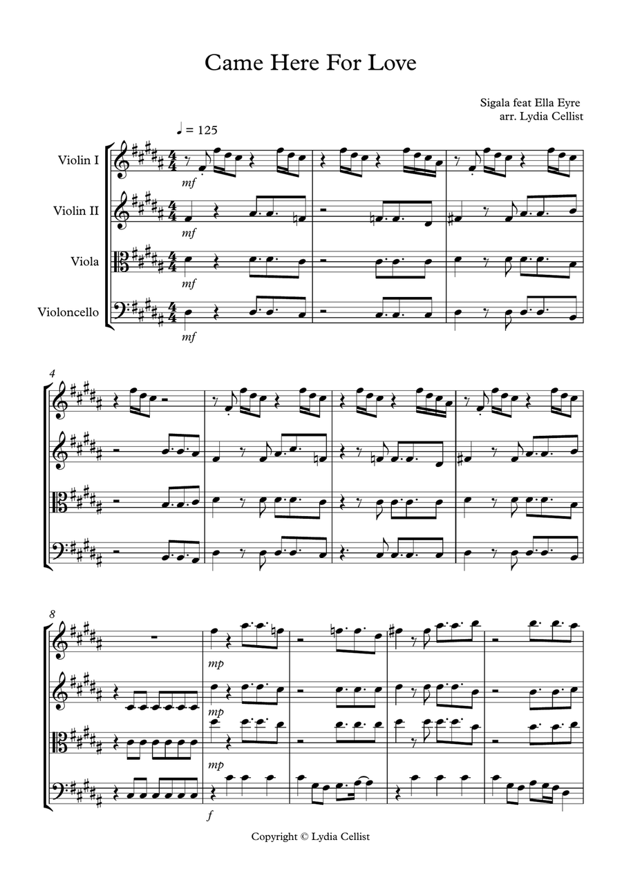 Came Here For Love String Trio scores gallery preview page 1