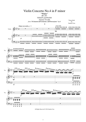 Vivaldi - Concerto No.4 in F minor Op.8 Winter RV 297 for Violin and Piano