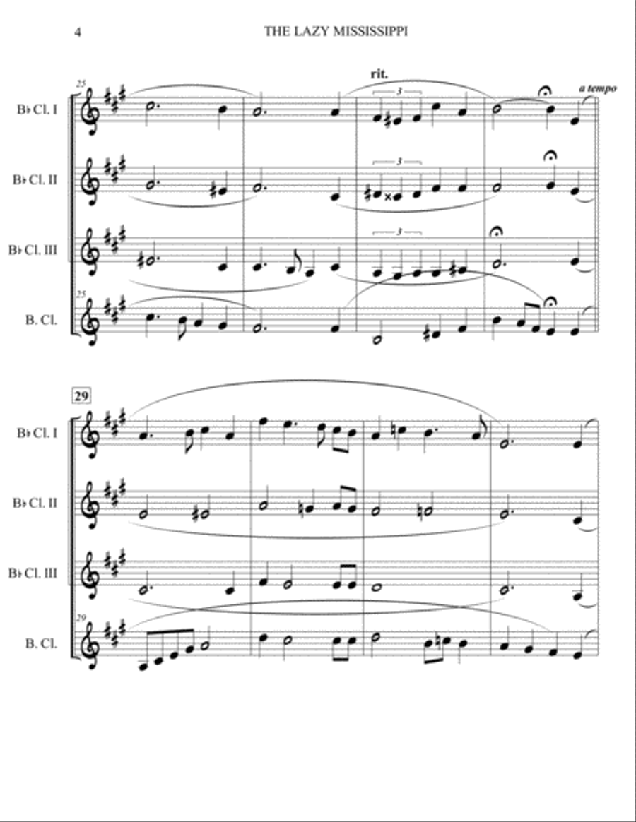 The Lazy Mississippi - Clarinet Quartet Clarinet Quartet scores gallery preview page 4