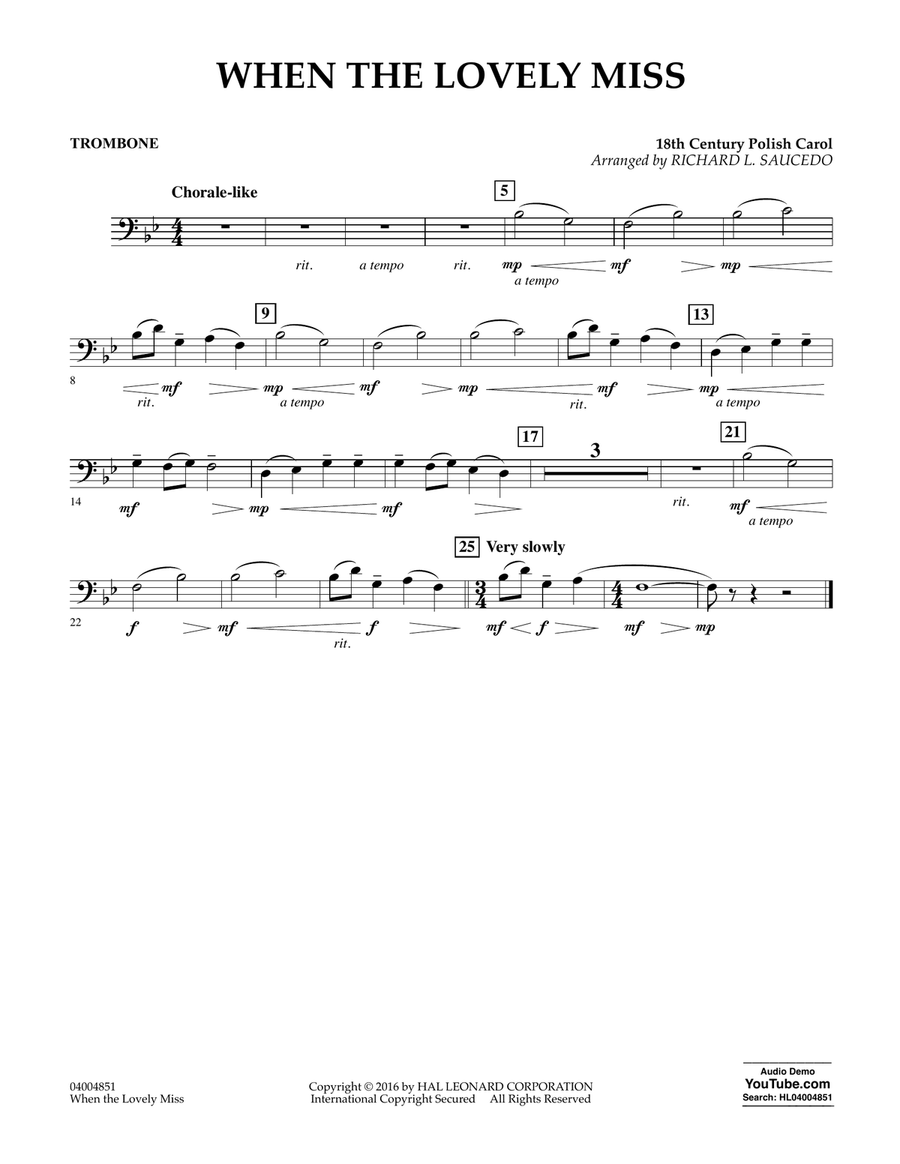 When the Lovely Miss (18th Century Polish Carol) - Trombone Concert Band scores gallery preview page 1
