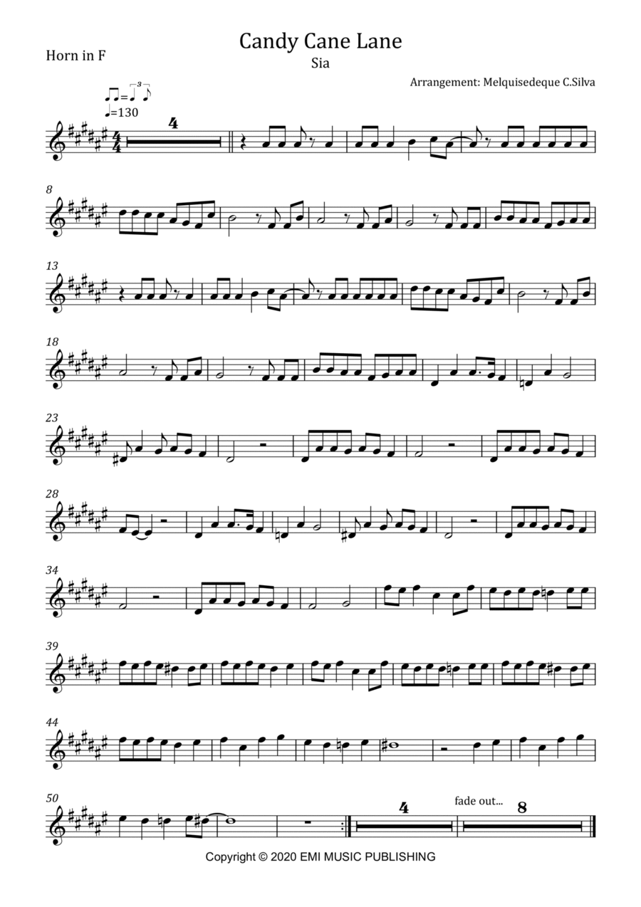 Candy Cane Lane Horn Solo scores gallery preview page 1