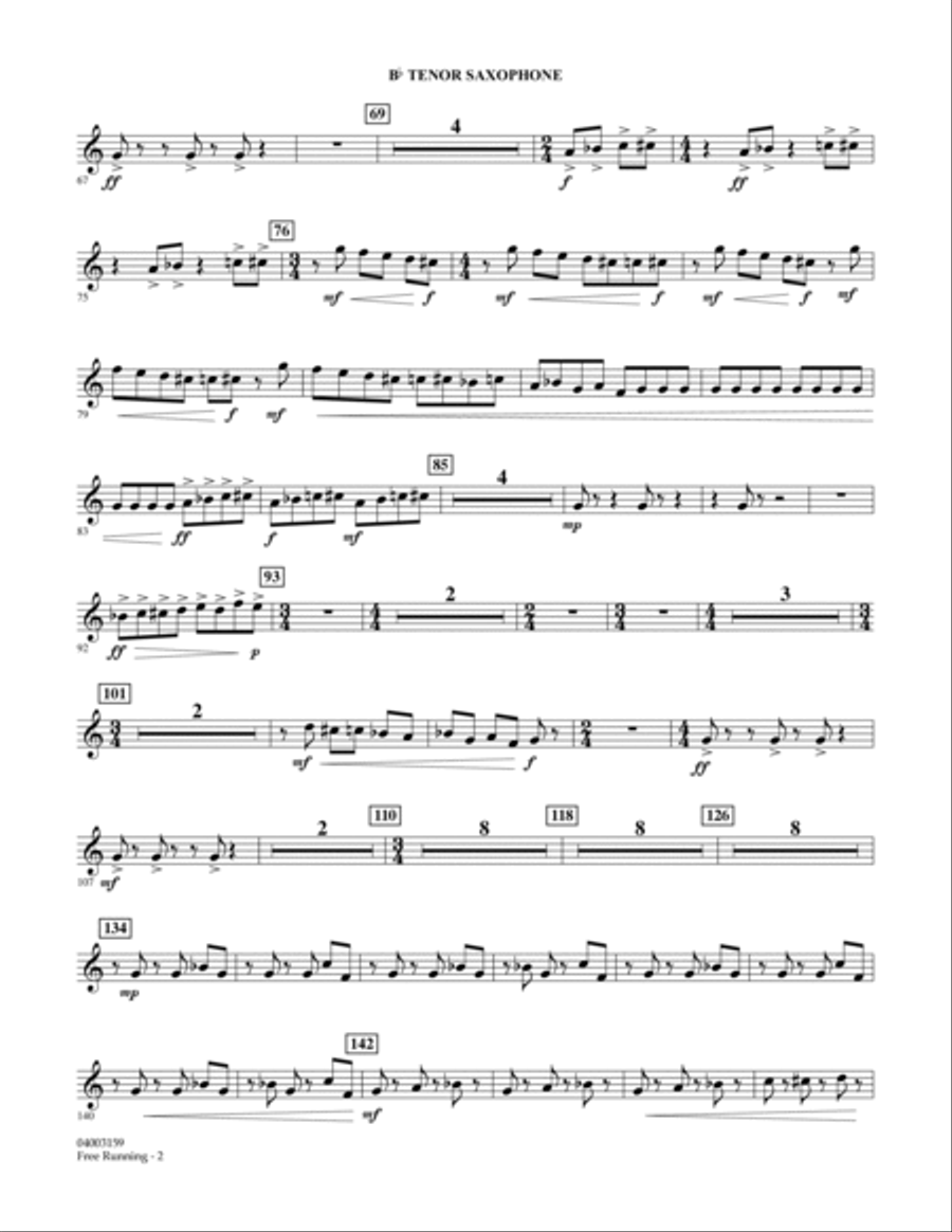 Free Running - Bb Tenor Saxophone Concert Band scores gallery preview page 2