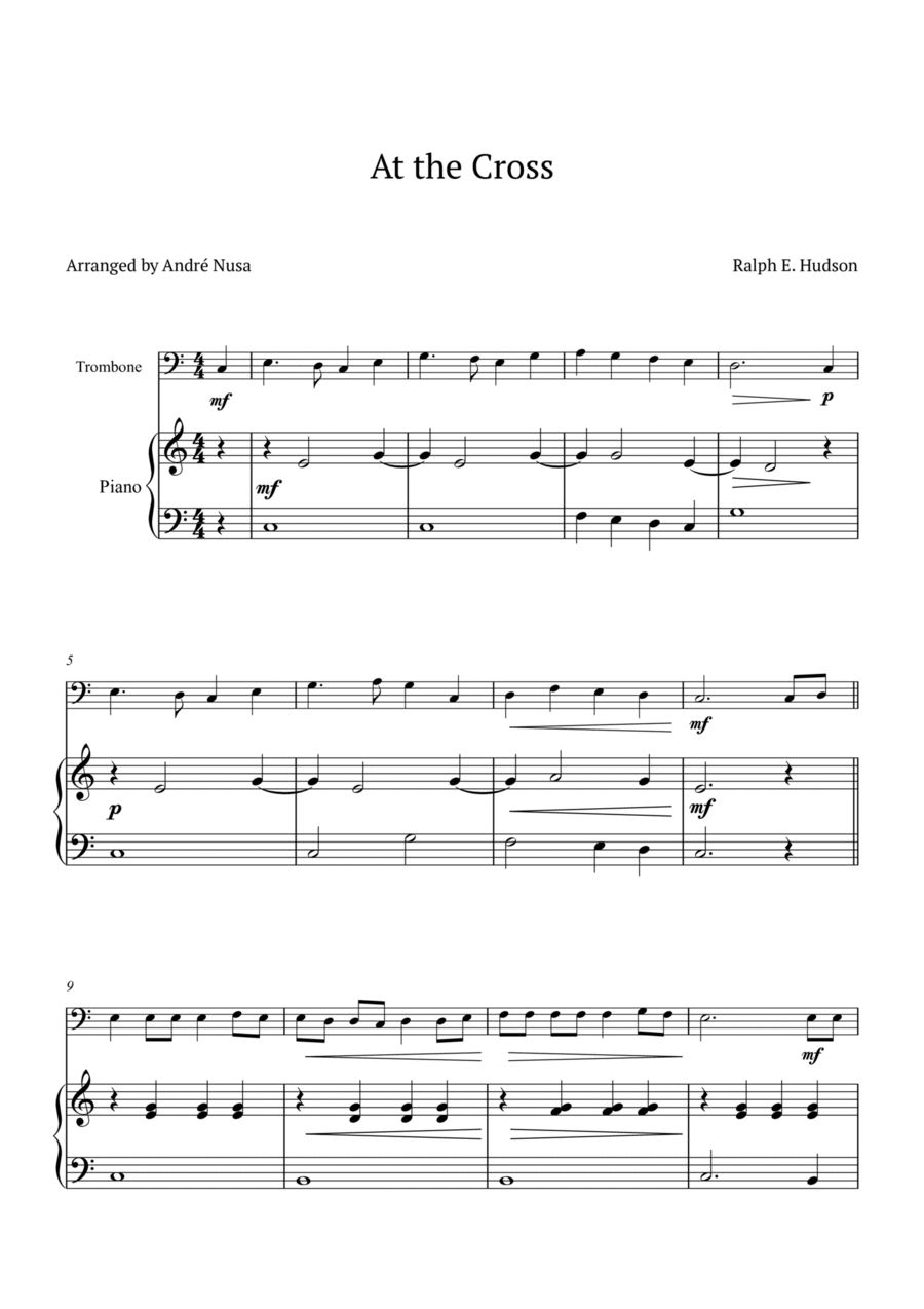 At the Cross Easy Piano scores gallery preview page 1