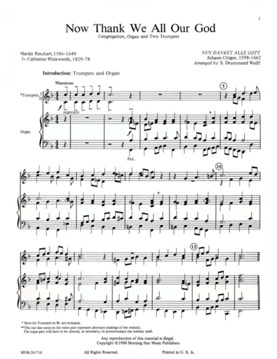 Now Thank We All Our God (Nun danket alle Gott) Choir scores gallery preview page 1