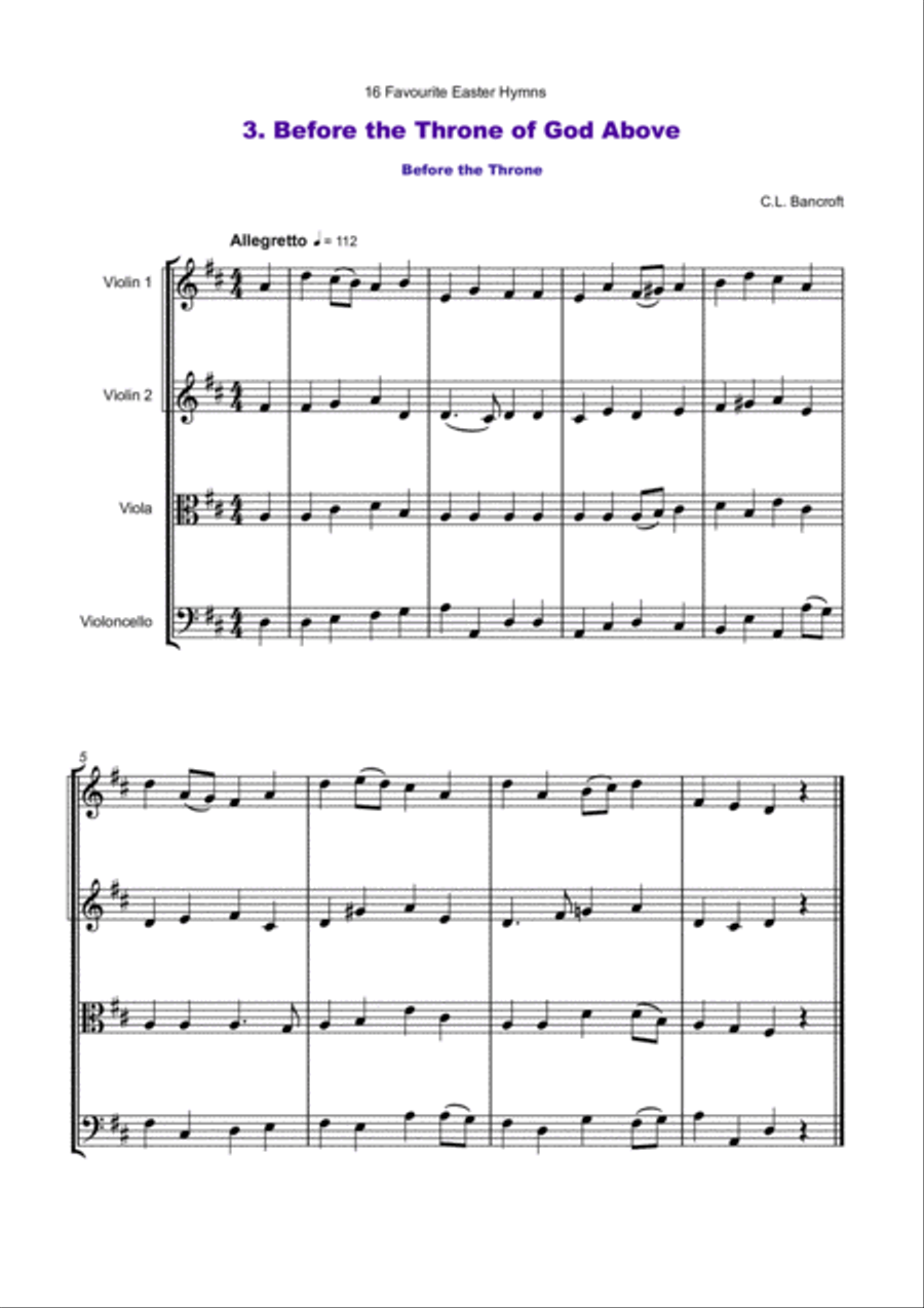 16 Favourite Easter Hymns for String Quartet String Quartet scores gallery preview page 6