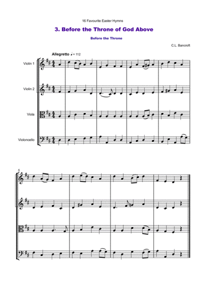 16 Favourite Easter Hymns for String Quartet