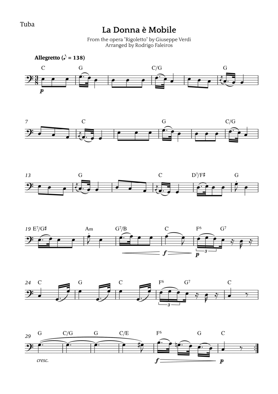 La Donna è Mobile Chamber Music scores gallery preview page 1