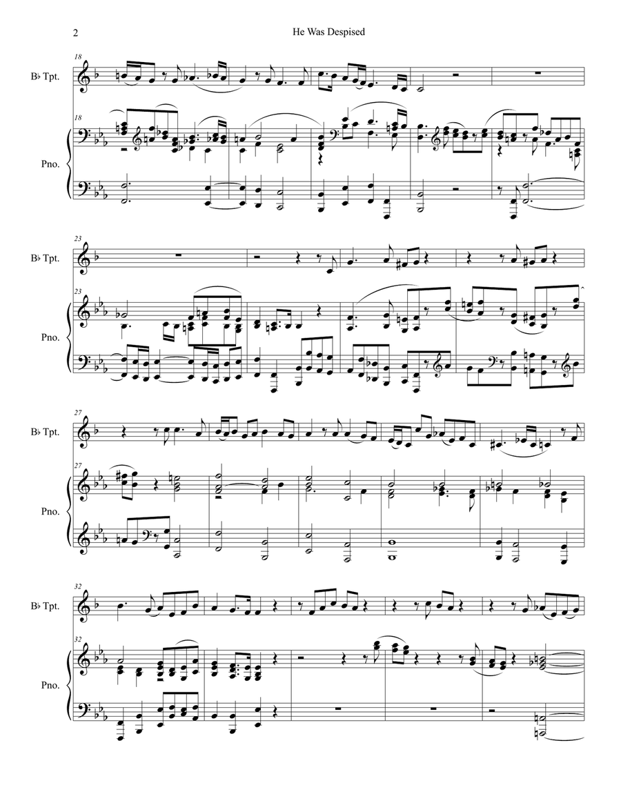 He Was Despised (Bb-Trumpet solo and Piano) Trumpet Solo scores gallery preview page 2