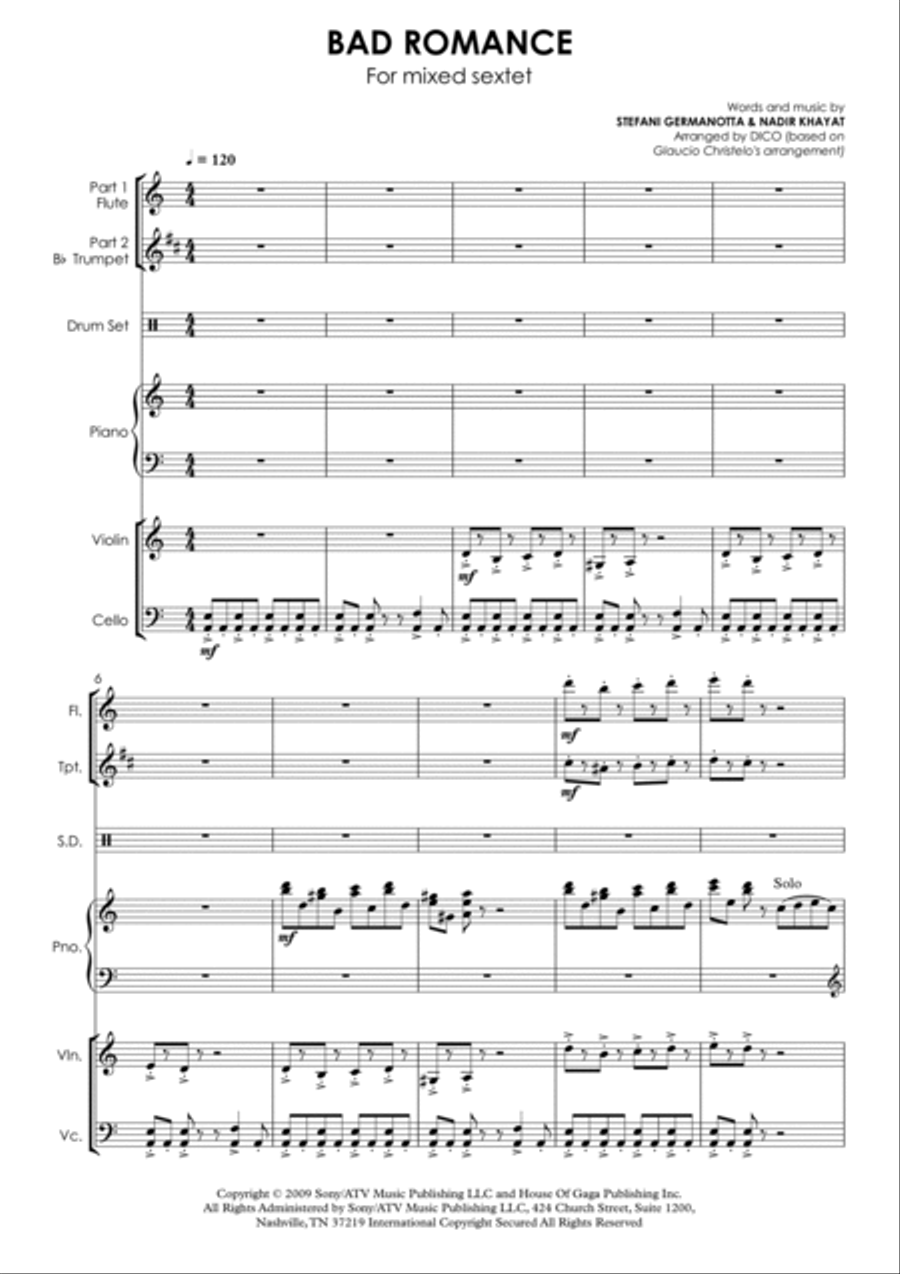 Bad Romance Small Ensemble scores gallery preview page 2