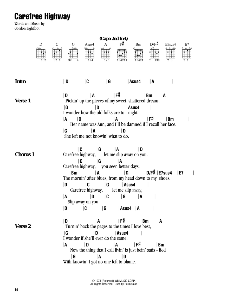 Carefree Highway Acoustic Guitar scores gallery preview page 1