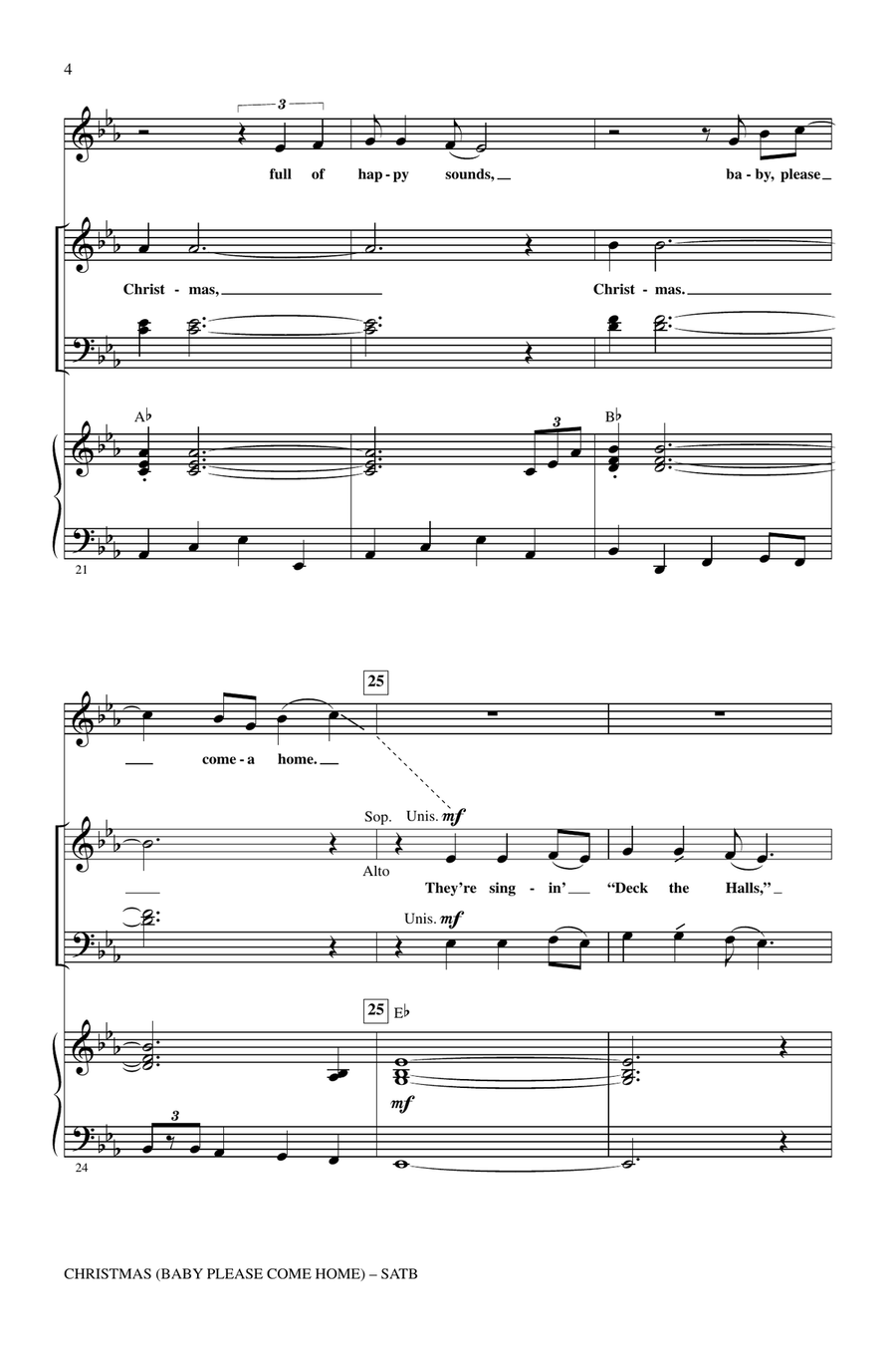 Christmas (Baby Please Come Home) 4-Part scores gallery preview page 3