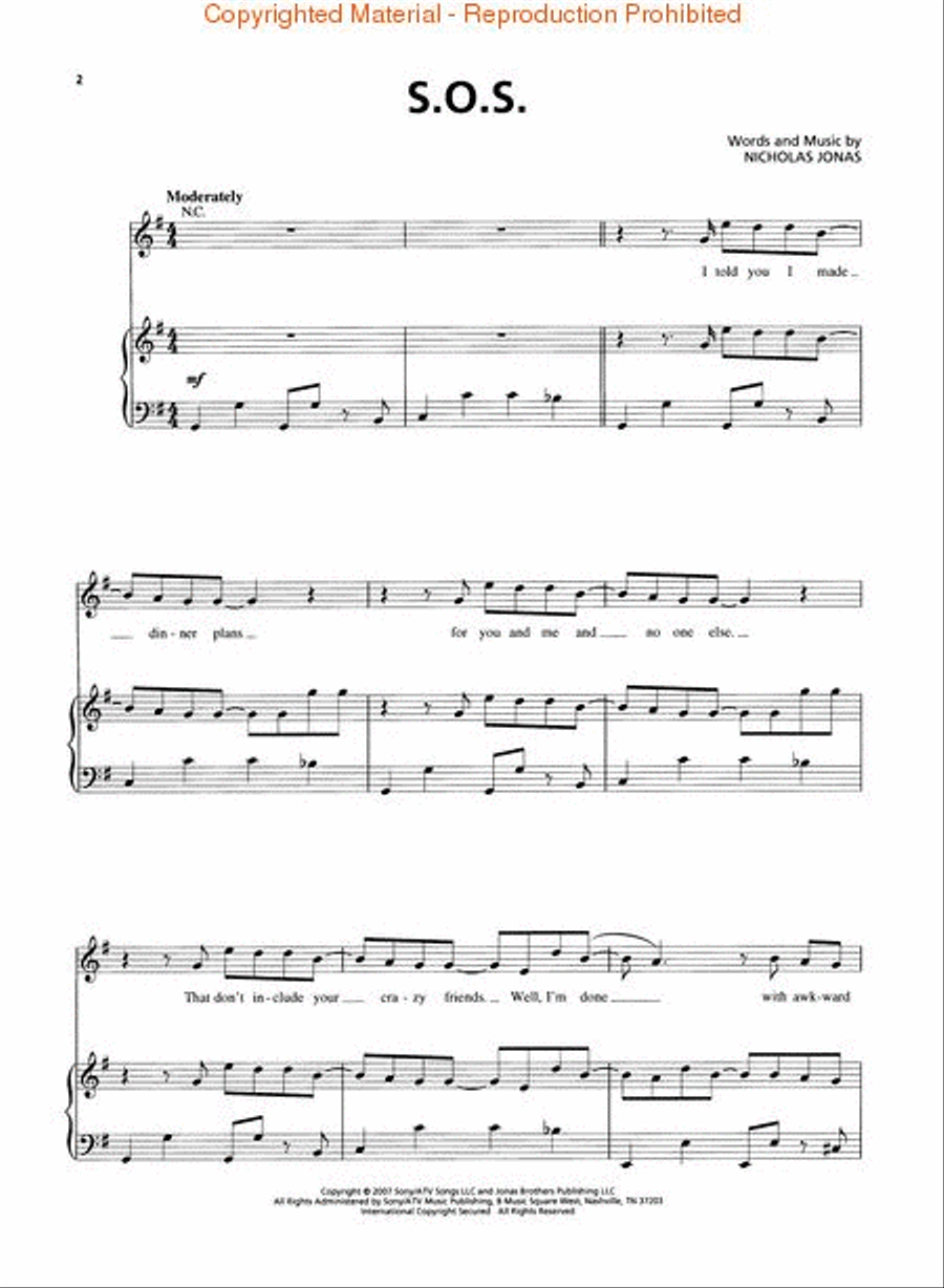 S.O.S. Piano, Vocal, Guitar scores gallery preview page 2