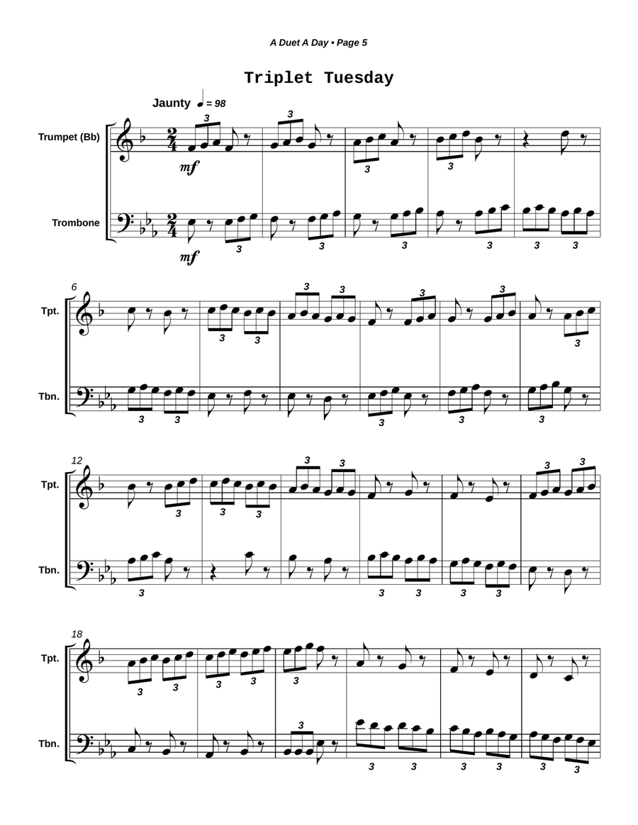 A Duet A Day for Trumpet and Trombone Brass Duet scores gallery preview page 6
