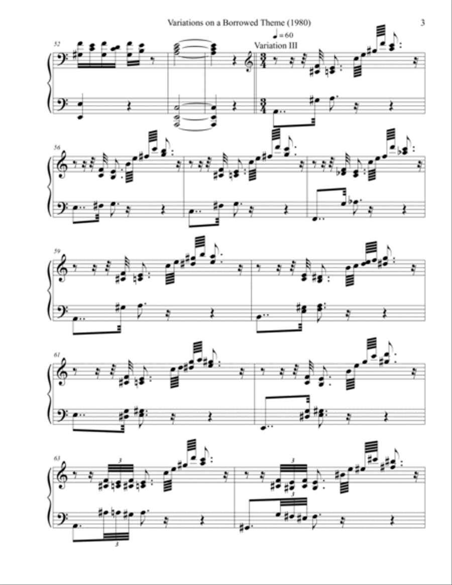 Variations on a Borrowed Theme (1980) Piano Solo scores gallery preview page 3