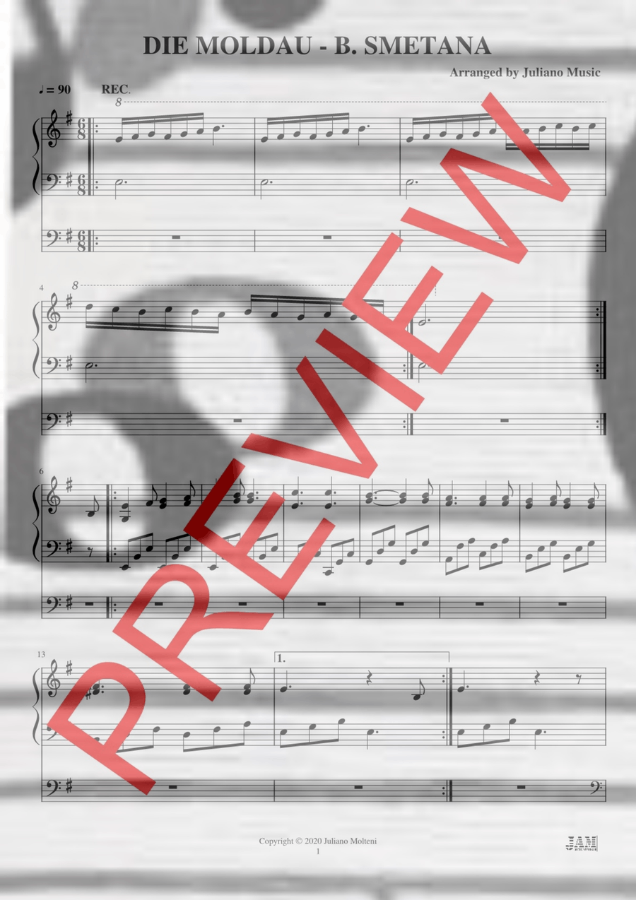DIE MOLDAU (EASY ORGAN) - B. SMETANA Organ Solo scores gallery preview page 2