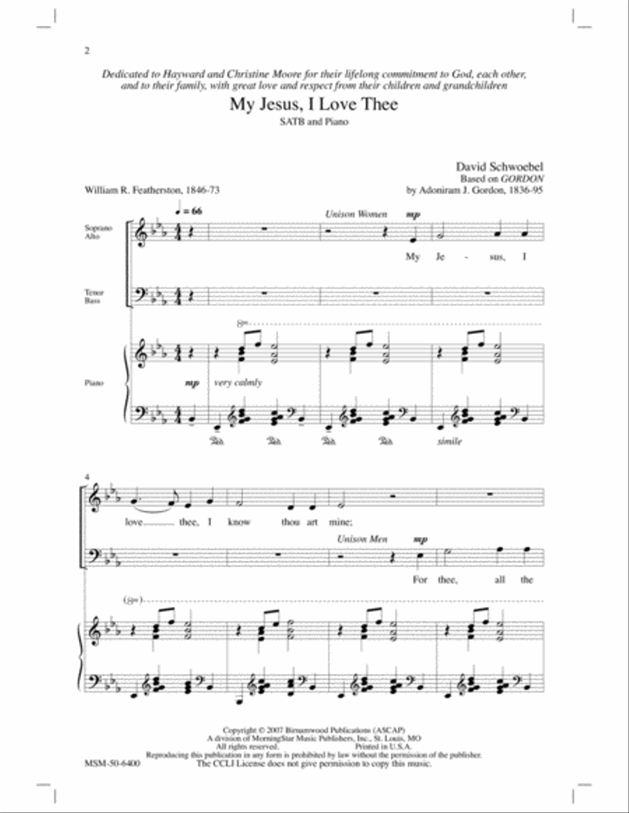 My Jesus, I Love Thee 4-Part scores gallery preview page 2