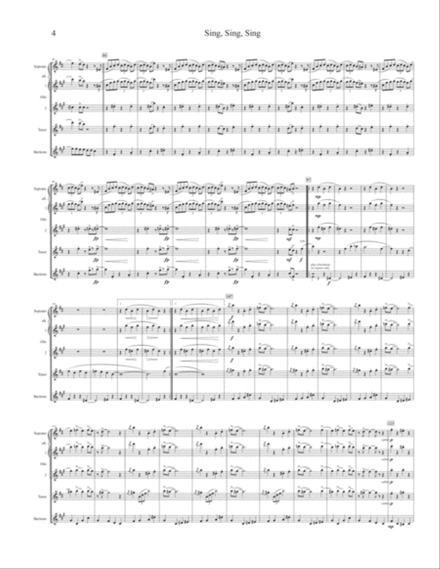 Sing, Sing, Sing Saxophone Quartet scores gallery preview page 5
