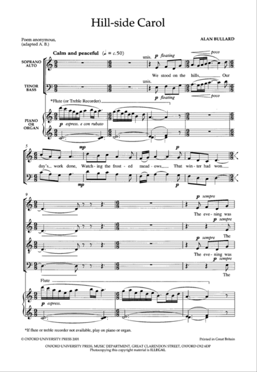 Hill-side Carol Hill-side Carol 4-Part scores gallery preview page 2