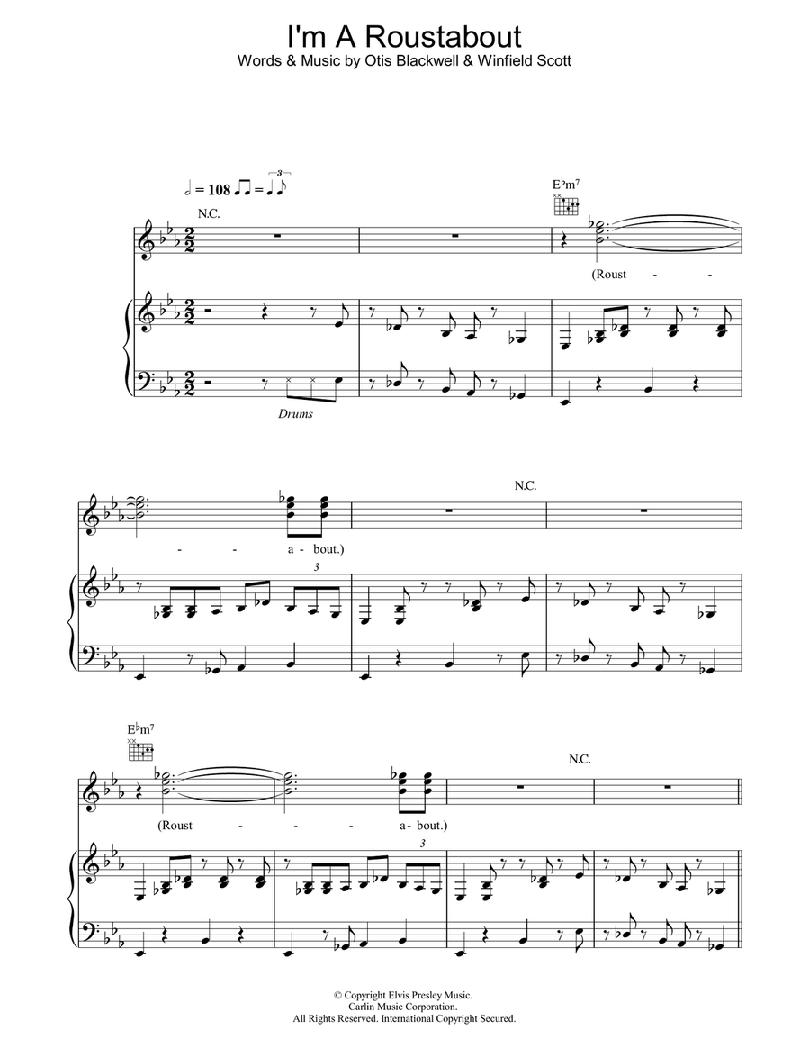 I'm A Roustabout Acoustic Guitar scores gallery preview page 1
