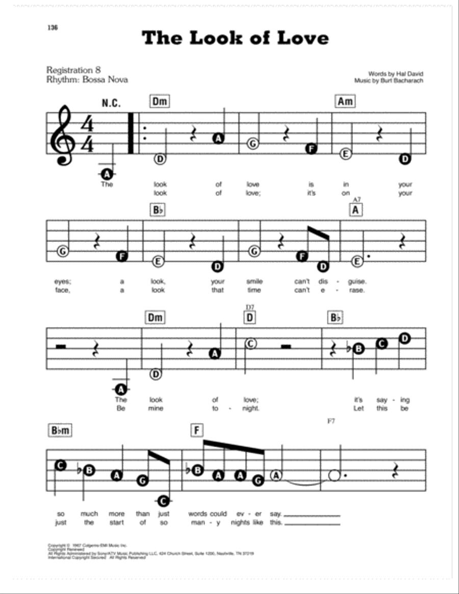 The Look Of Love Electronic Keyboard scores gallery preview page 1