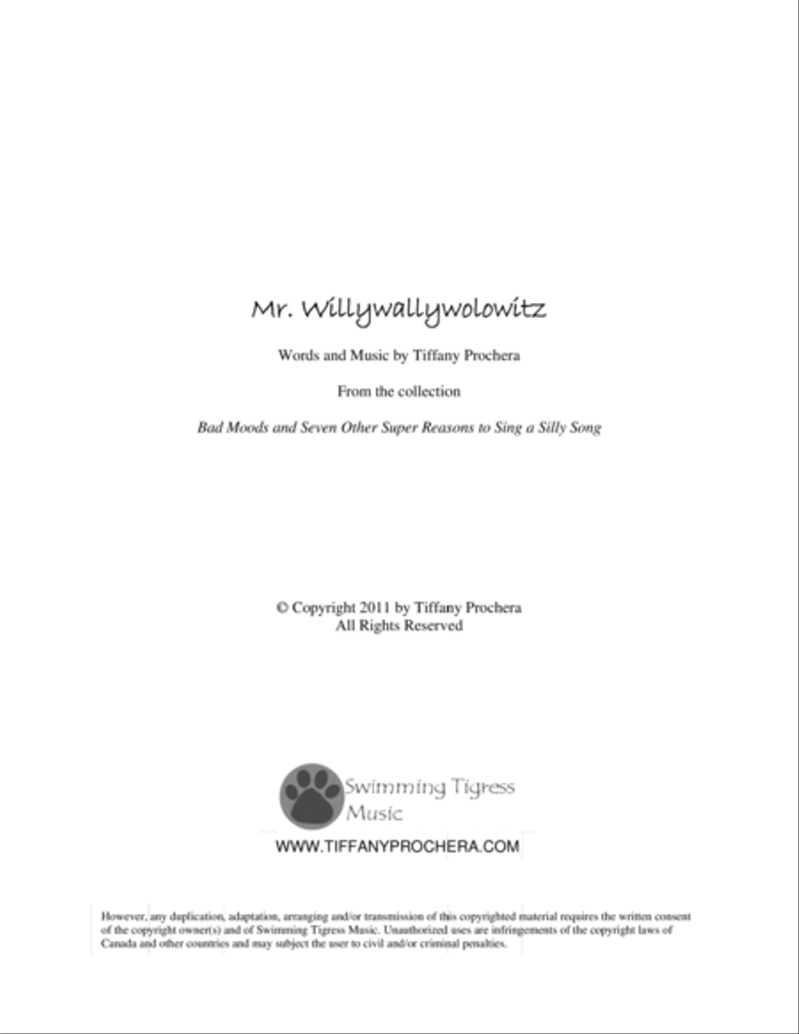 Mr. Willywallywolowitz - from Bad Moods And Seven Other Super Reasons to Sing A Silly Song Voice Solo scores gallery preview page 1