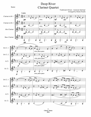 Deep River - Clarinet Quartet - Intermediate