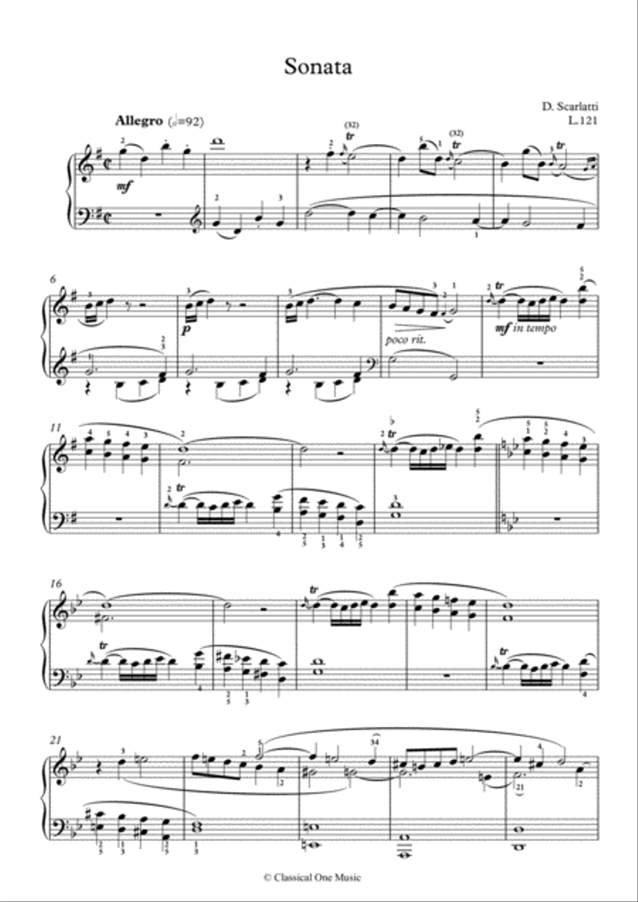 Scarlatti-Sonata in G-Major L.121 K.539(piano) Piano Solo scores gallery preview page 2