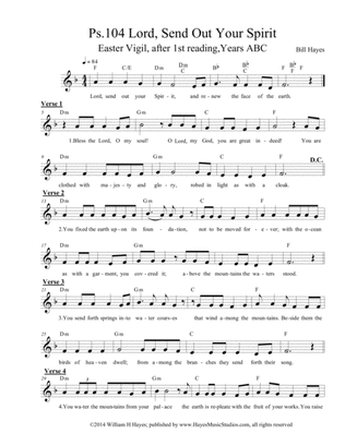 Psalm 104: Lord, Send Out Your Spirit; Easter Vigil 1st psalm (leadsheet)
