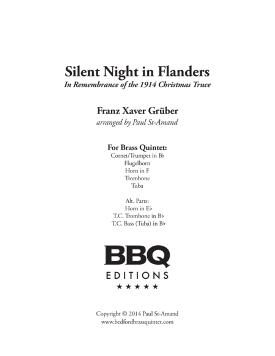 Silent Night in Flanders - Brass Quintet Brass Quintet scores gallery preview page 1