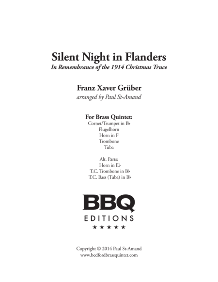 Silent Night in Flanders - Brass Quintet image number null