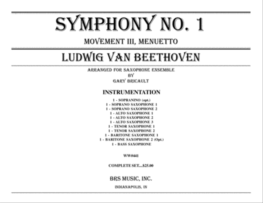 Symphony No. 1, Menuetto Saxophone Ensemble scores gallery preview page 1
