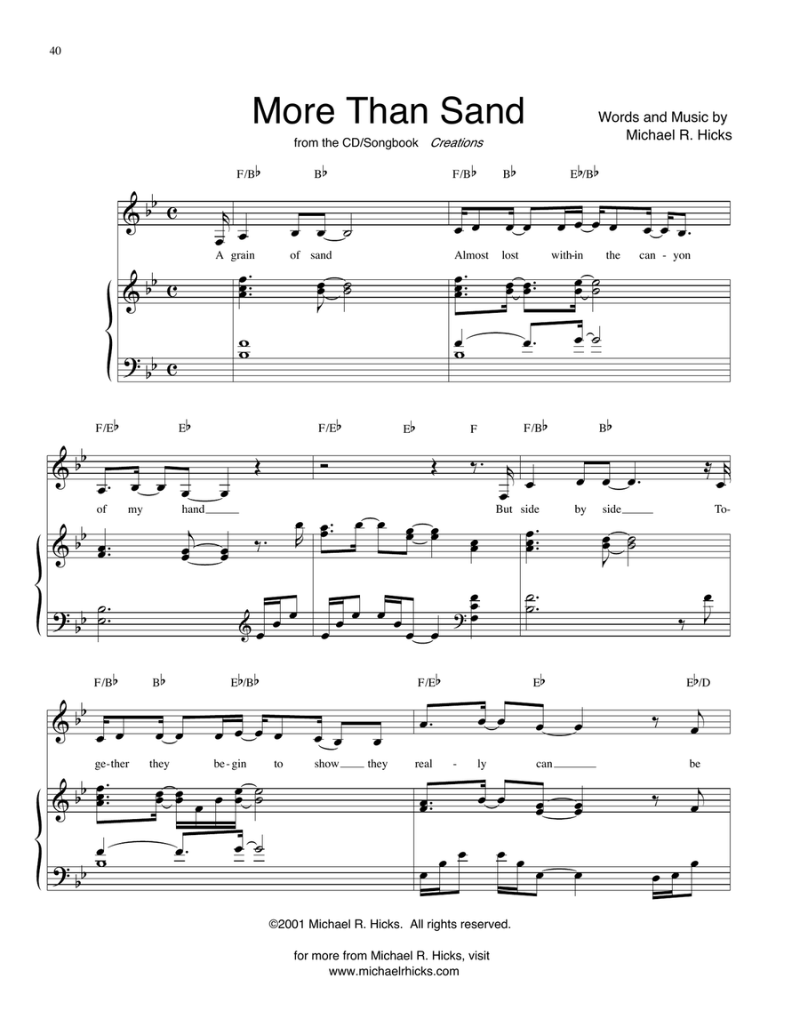 More Than Sand More Than Sand Piano, Vocal scores gallery preview page 1