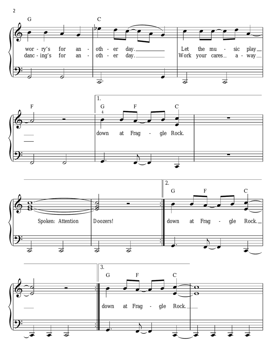 Fraggle Rock Theme Fraggle Rock Theme Easy Piano scores gallery preview page 2