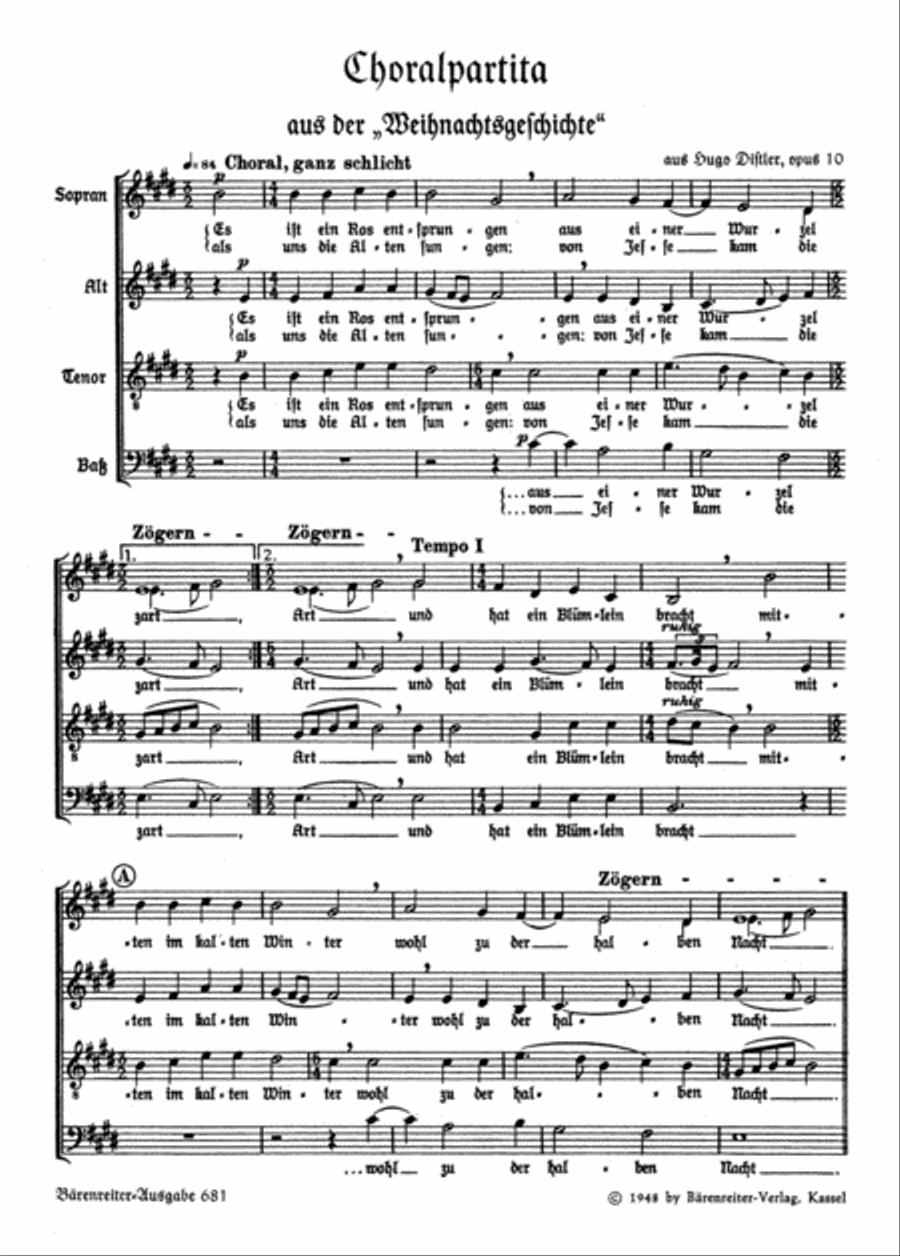 Es ist ein Ros entsprungen, op. 10 (1933) 4-Part scores gallery preview page 2