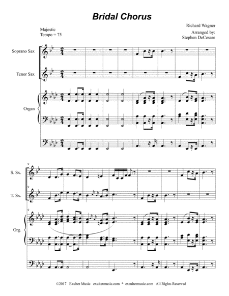 Bridal Chorus (Duet for Soprano and Tenor Saxophone - Organ Accompaniment) image number null
