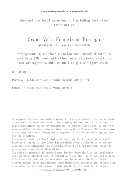 Grand Vals Franciso Tarrega for easy intermediate guitar image number null