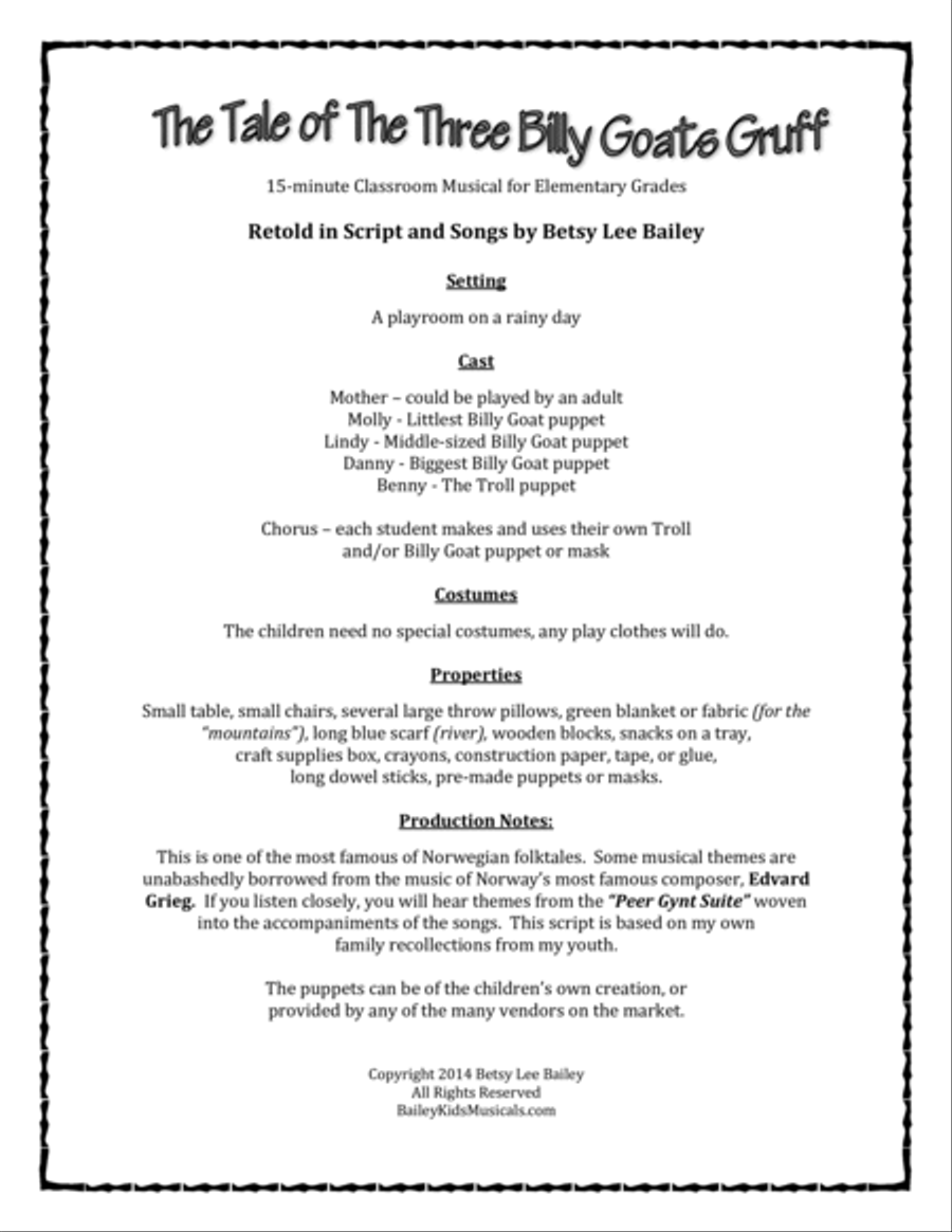 The Tale of the Three Billy Goats Gruff - Script