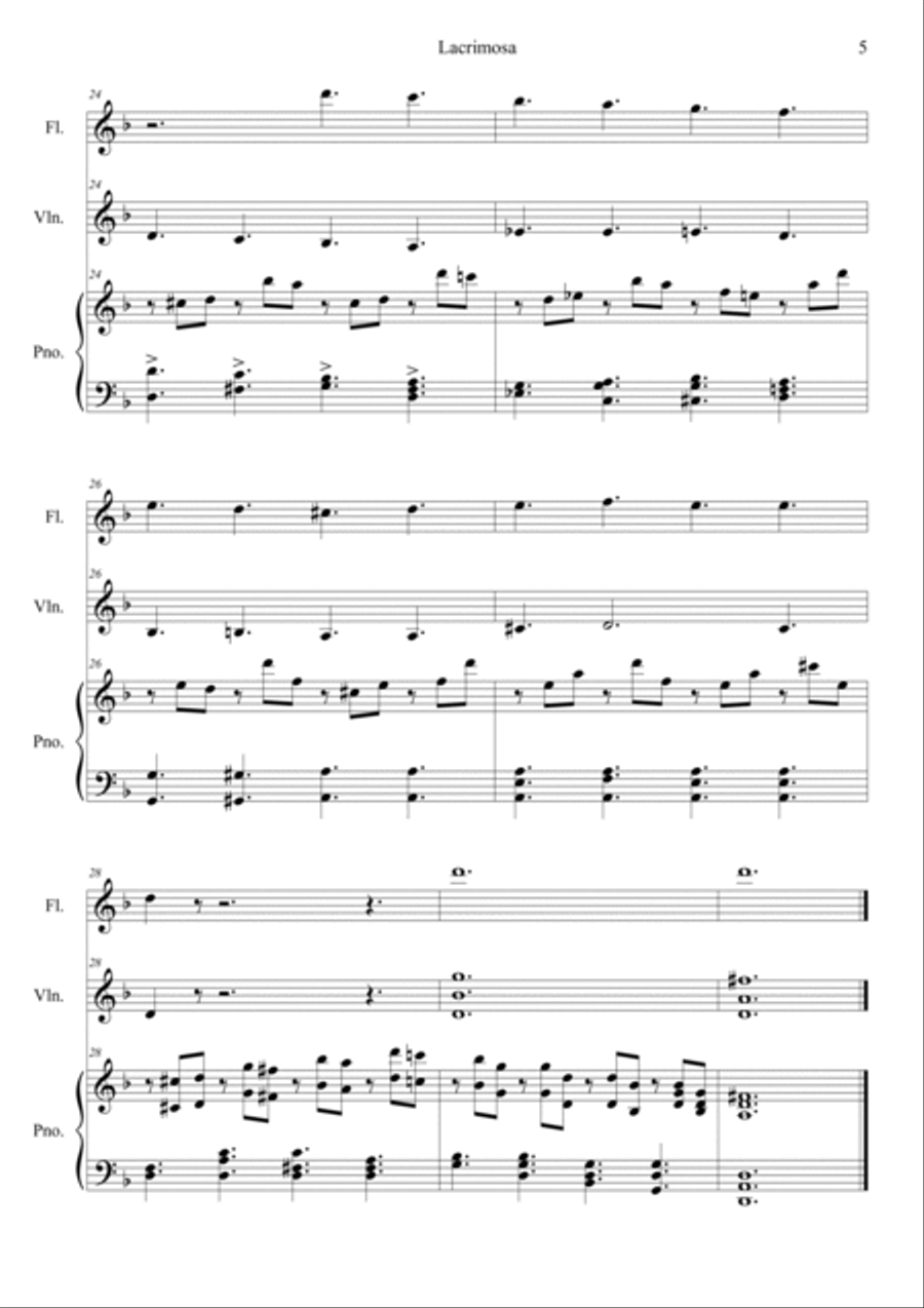 Mozart: Requiem K.626 6.Lacrimosa Violin scores gallery preview page 5