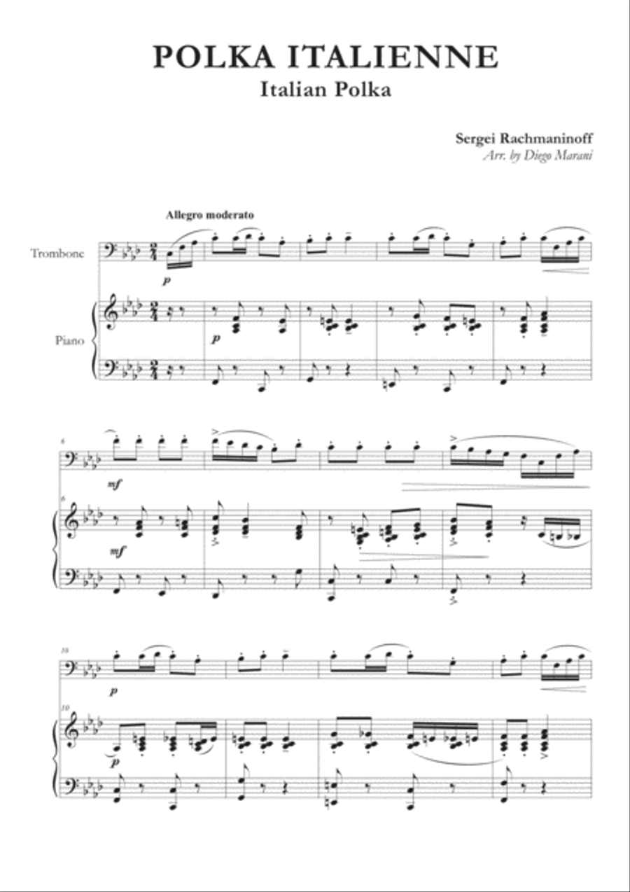 Italian Polka for Trombone & Piano Piano scores gallery preview page 3